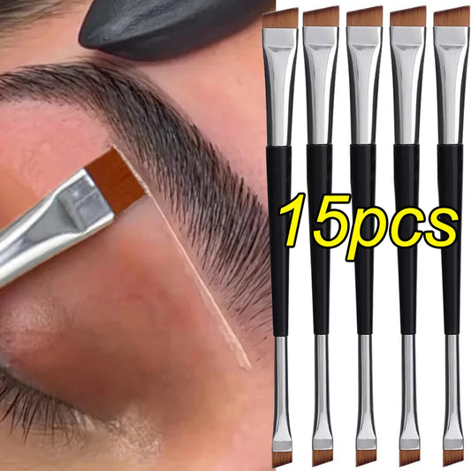 Professional Eyebrow Brush Eyeliner Angled Flat Head Blade Eye Liner Brow Contour Makeup Brushes Double-head Make Up Tools 15pcs