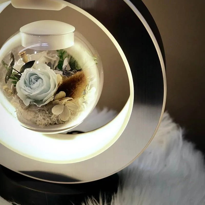 Immortal rose flower magnetic suspension table lamps total 5 customized gifts Floating Lamp Suspension LED Levitating Lamp