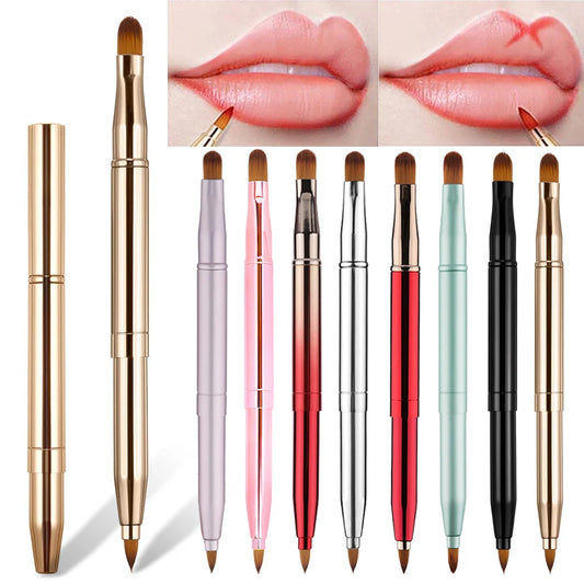 Retractable Lip Makeup Brush Lipstick Lip Gloss Brush Dual Use Eyeshadow Foundation Brush Applicator Travel Cosmetic Beauty Tool