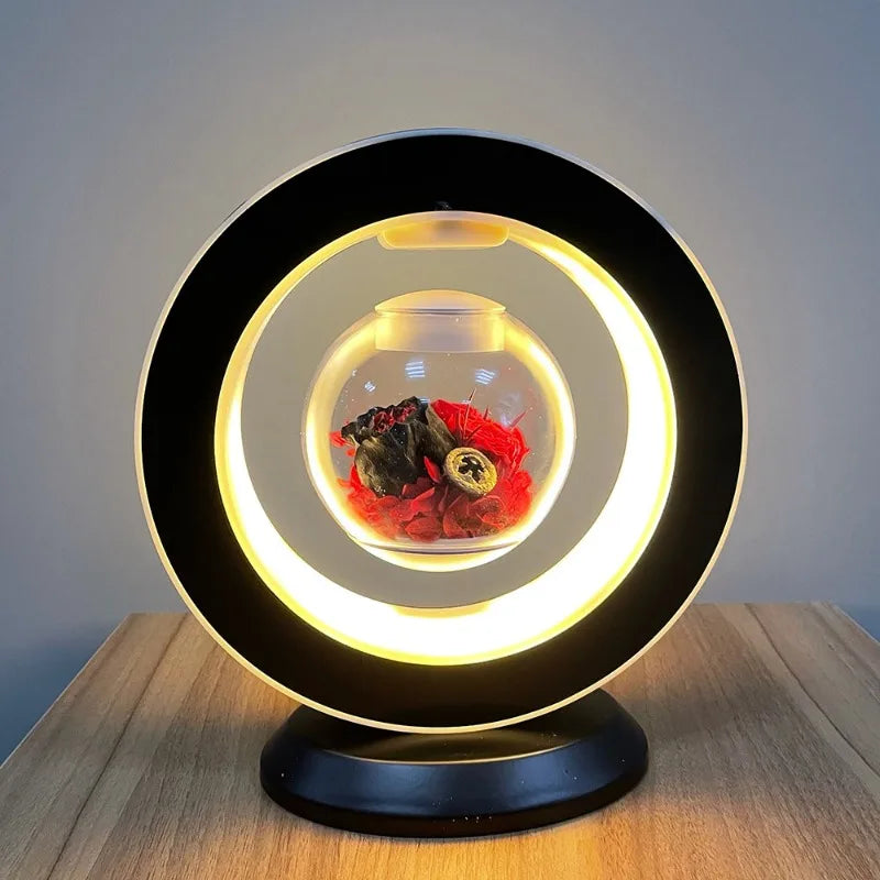 Immortal rose flower magnetic suspension table lamps total 5 customized gifts Floating Lamp Suspension LED Levitating Lamp