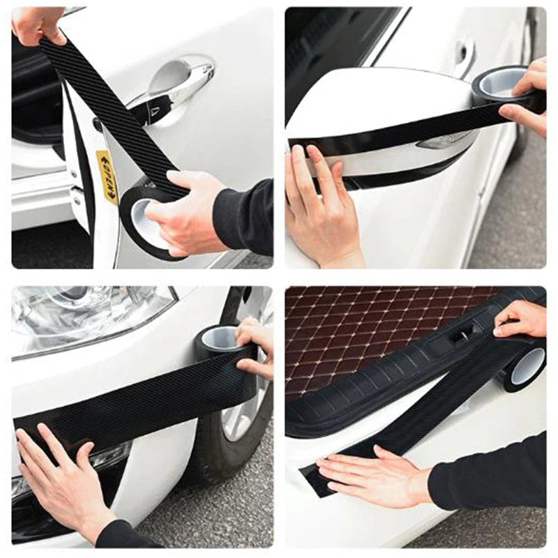 10/5M 3D Carbon Fiber Car Sticker DIY Paste Protector Strip Auto Door Sill Side Mirror Anti Scratch Tape Waterproof Protect Film