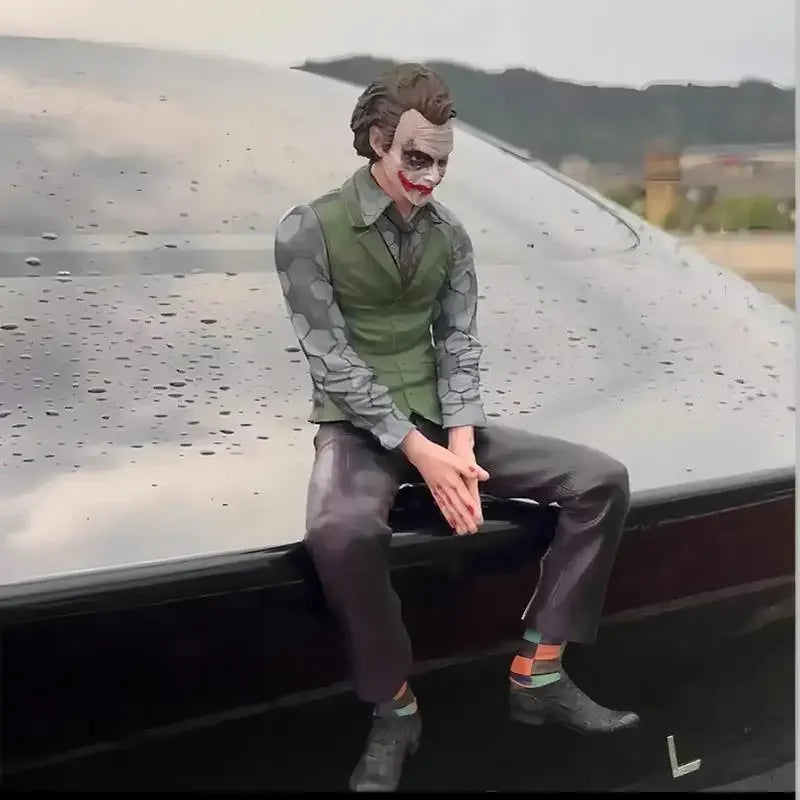 Roof Decoration Joker Heath Ledger Sitting Posture Figures Car Doll Tail And Roof Pendant Model Statue Collectable Toys